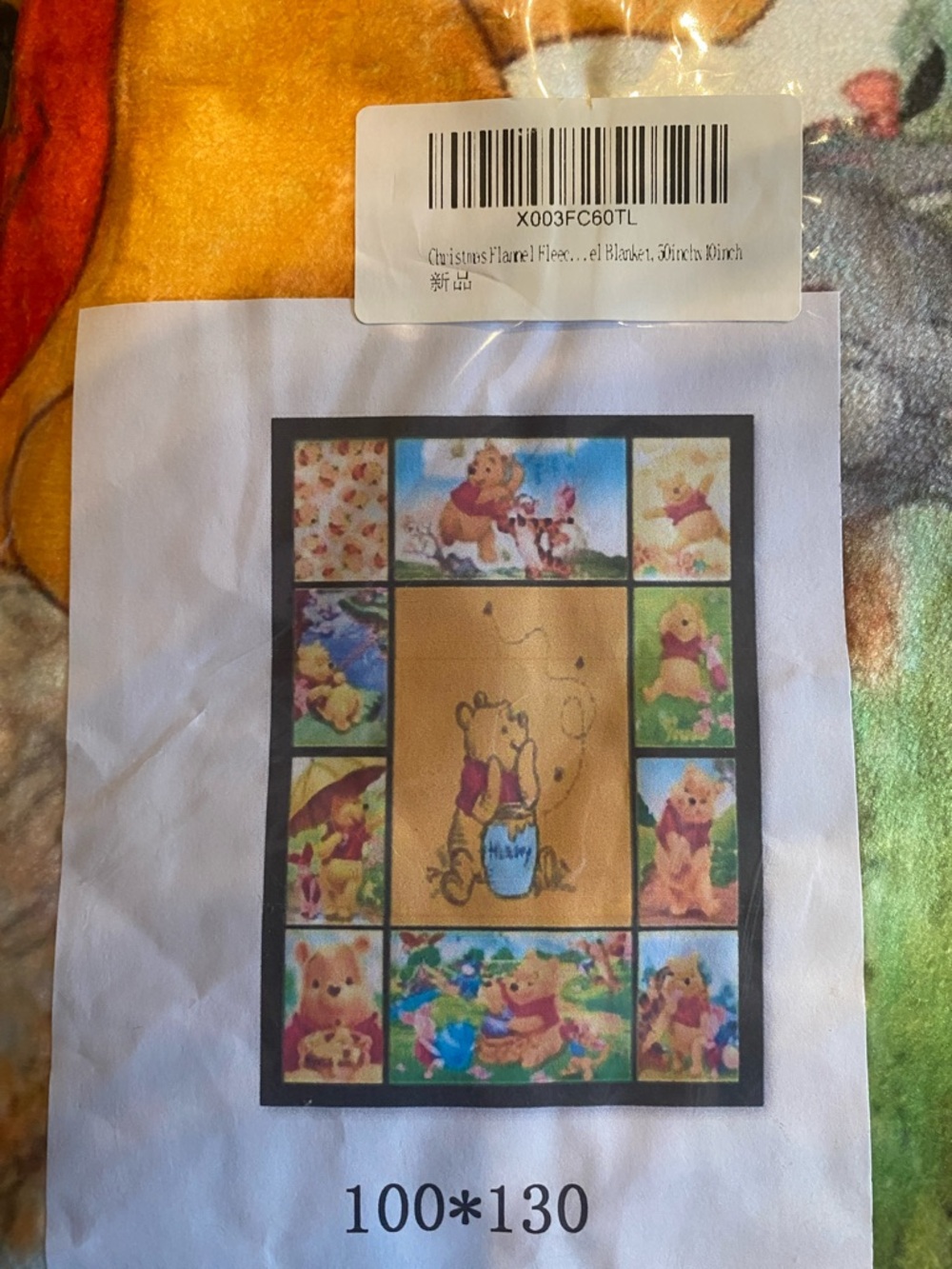 Winnie the Pooh Throw Blanket Panel - Yellow & Multicolor NWT